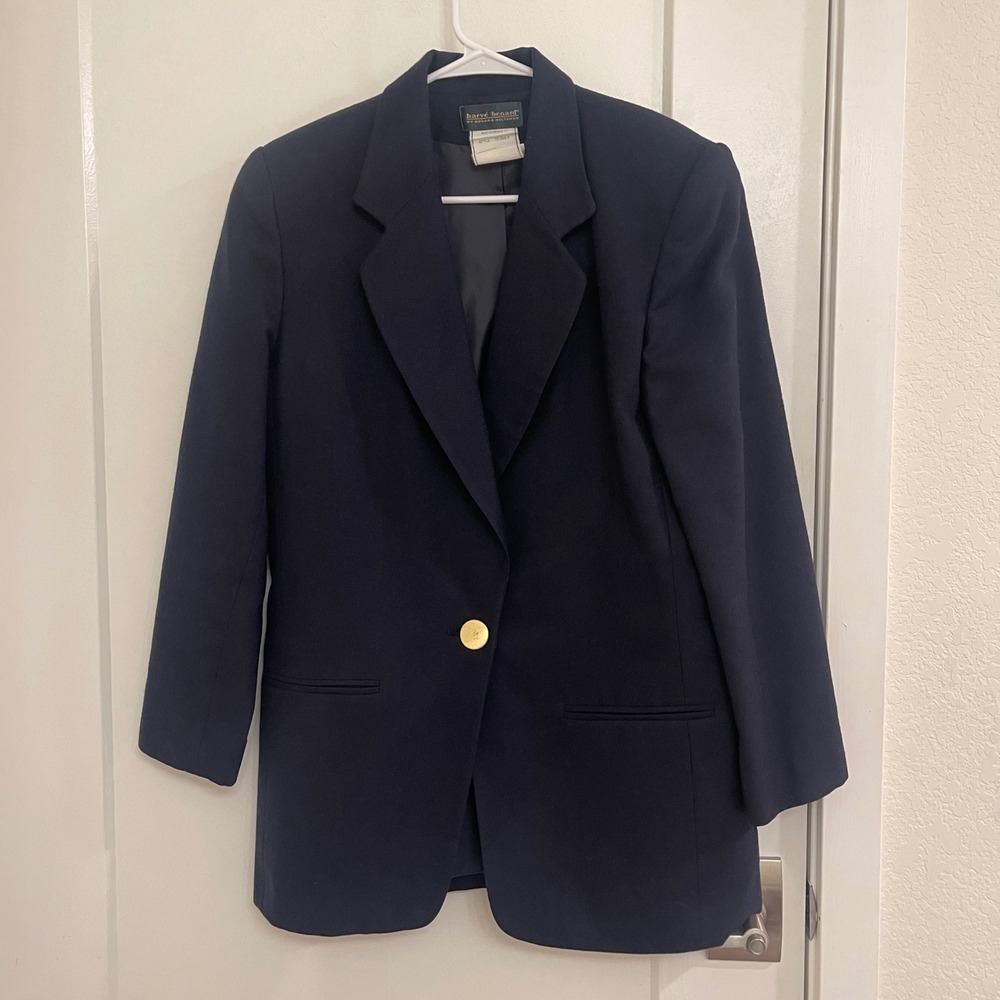 Vintage Harve Bernard Women's Blazer Wool Navy Business Classic Old Money